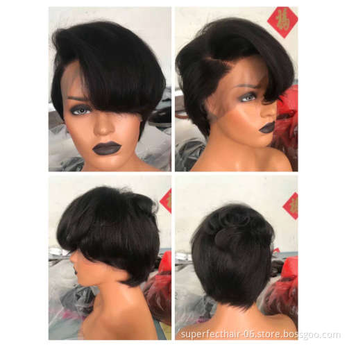 Pixie Cut Human Hair Wig Unprocessed Wholesale Vendors Raw Indian Lace Front Brazilian Virgin Cuticle Aligned Human Hair Wigs